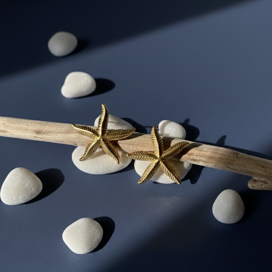 Golden Starfish Stud Earrings