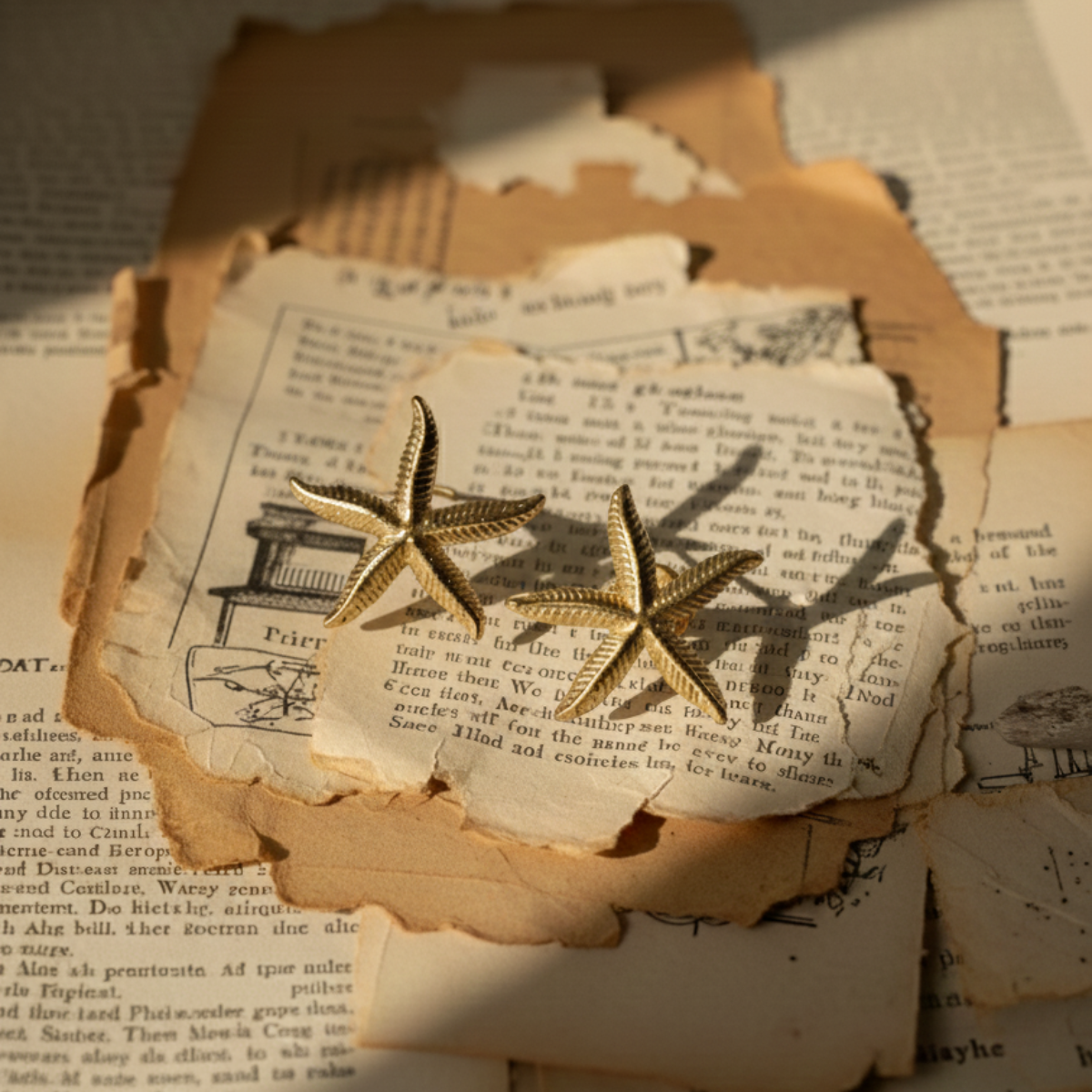 Golden Starfish Stud Earrings