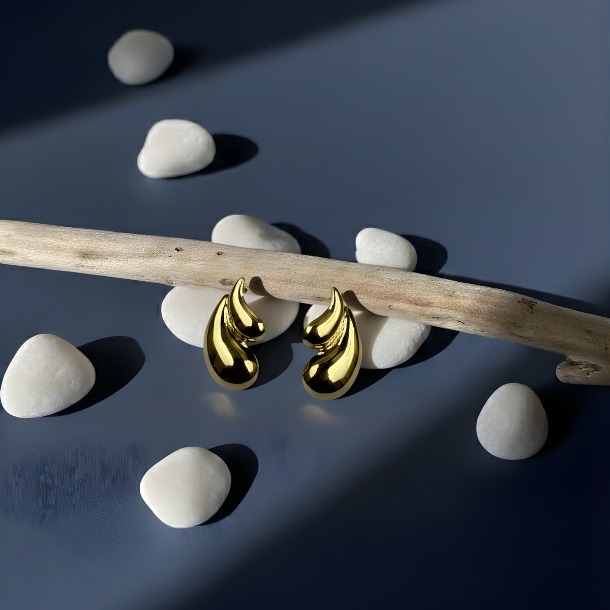 Golden Fluid Drop Earrings