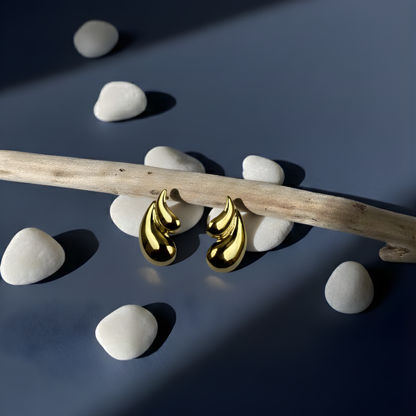 Golden Fluid Drop Earrings