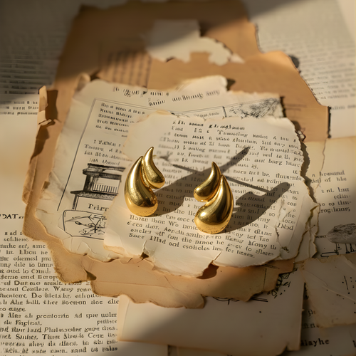 Golden Fluid Drop Earrings
