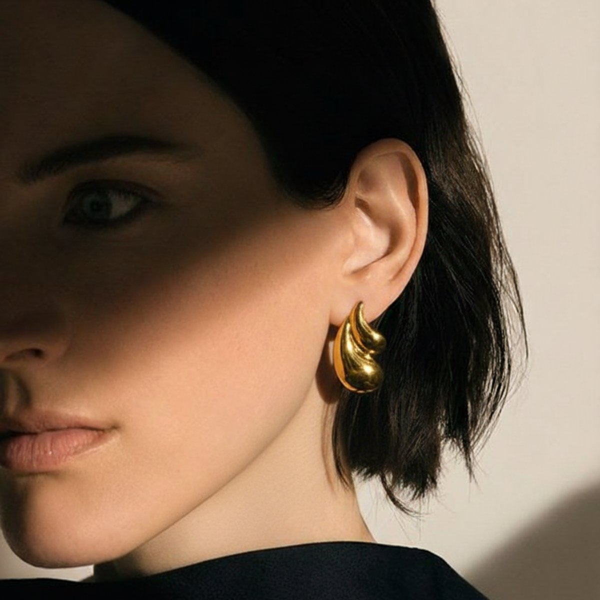 Golden Fluid Drop Earrings