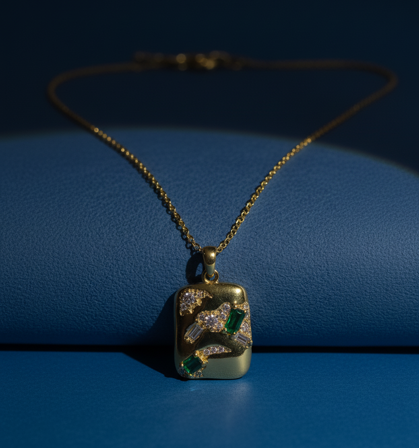 Golden Mist – Emerald Luxe Pendant Necklace (Copy)
